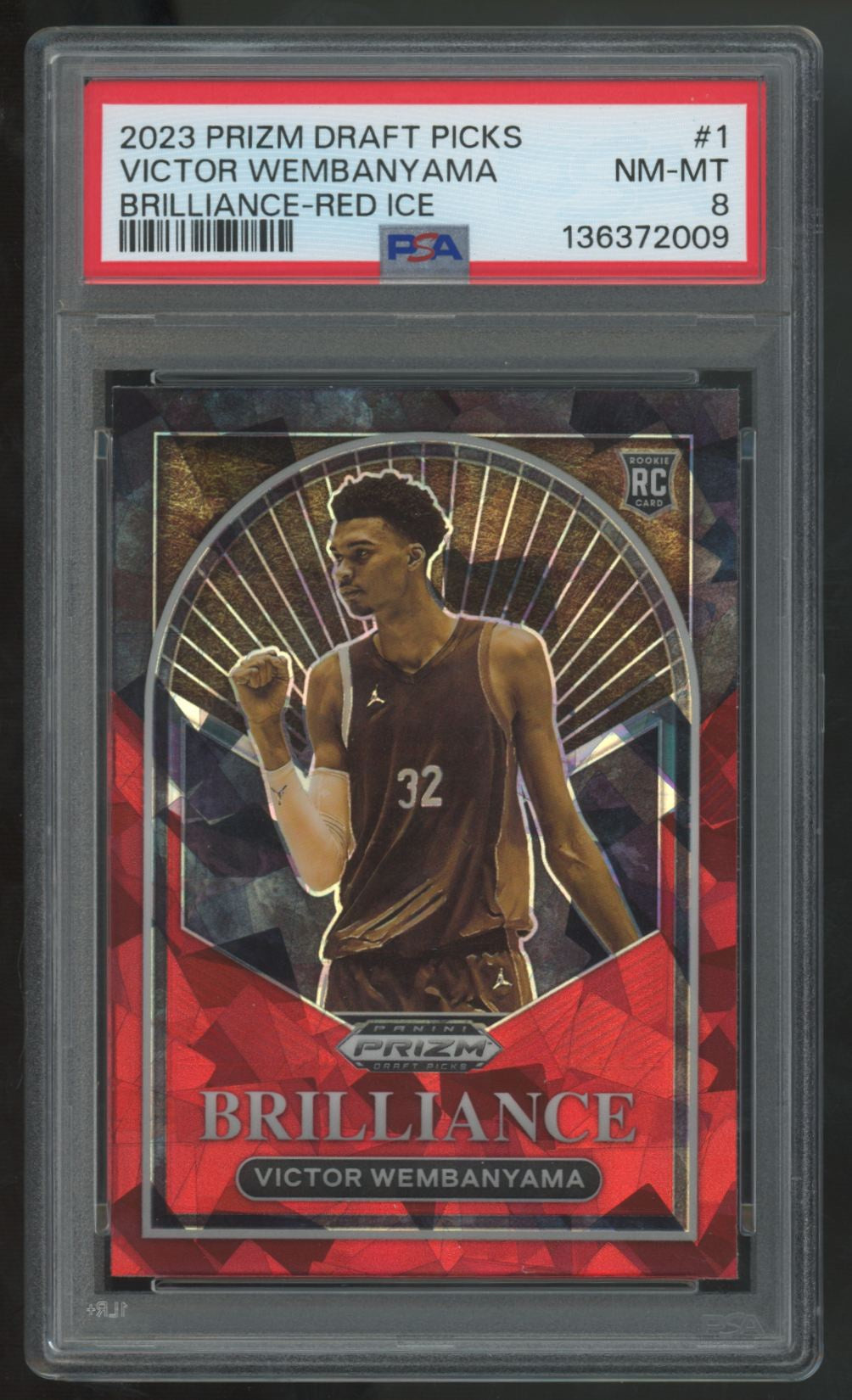 2023 Panini Prizm Draft Victor Wembanyama RC Brilliance Red Ice #1 PSA 8