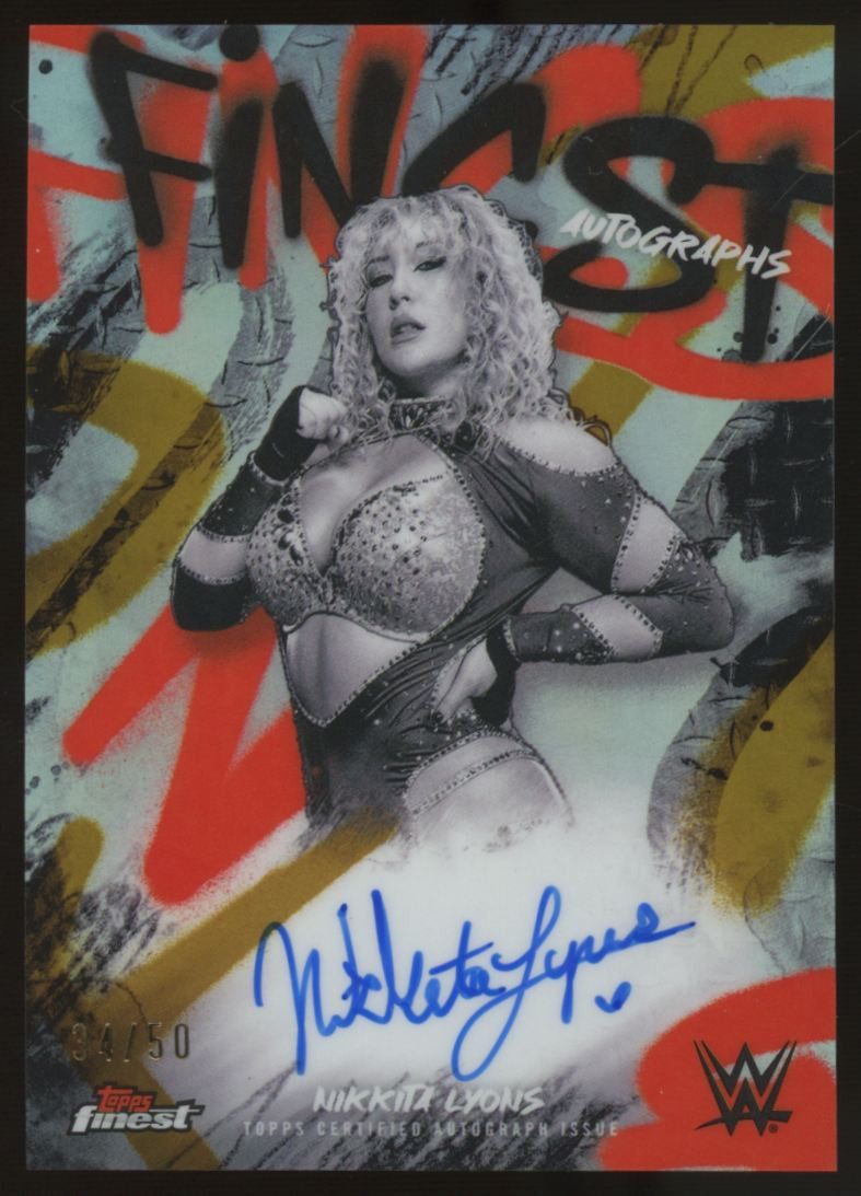 2025 Topps Finest WWE Nikkita Lyons Finest Autographs Gold Refractor /50 #FA-NKT