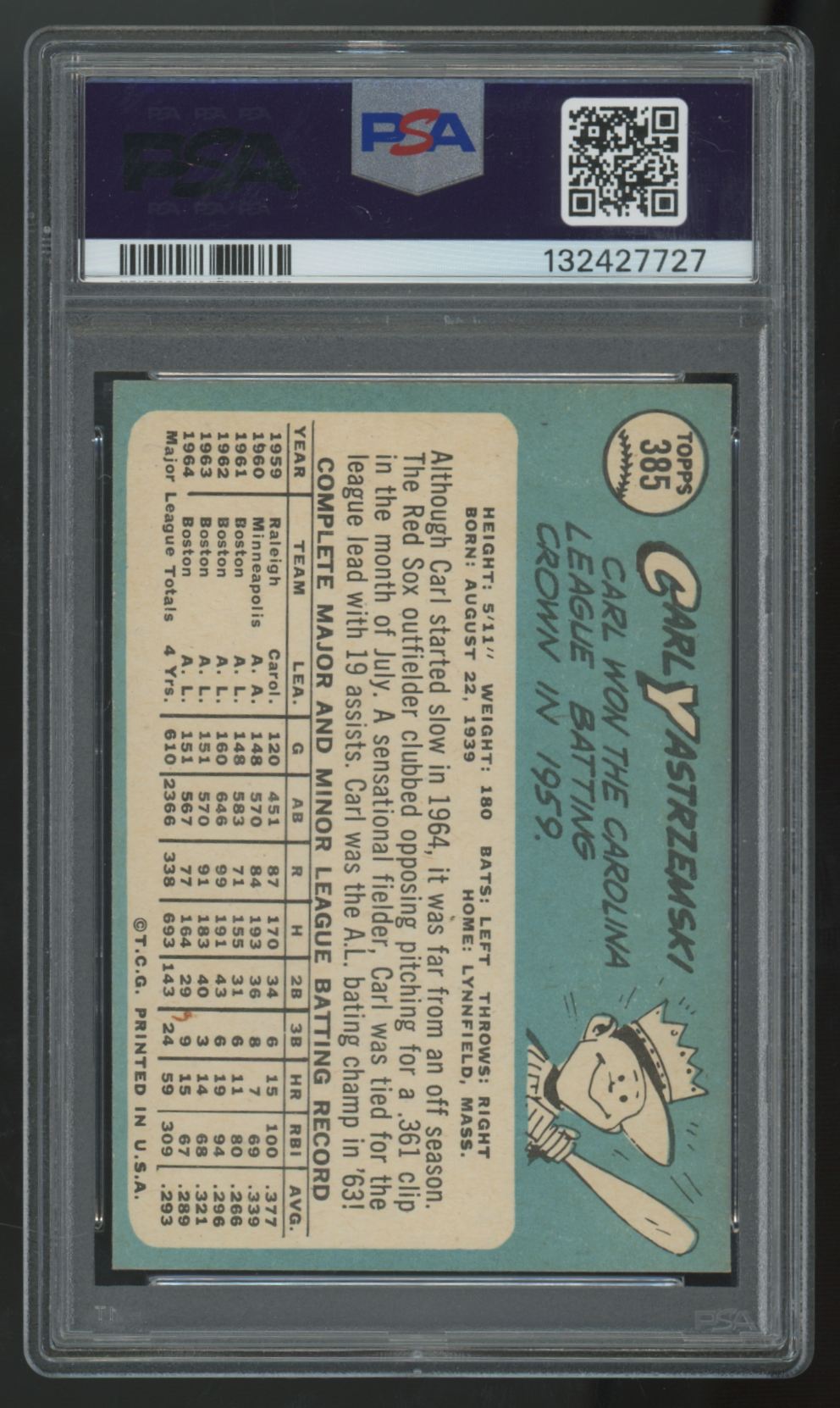 1965 Topps Carl Yastrzemski #385 PSA 4