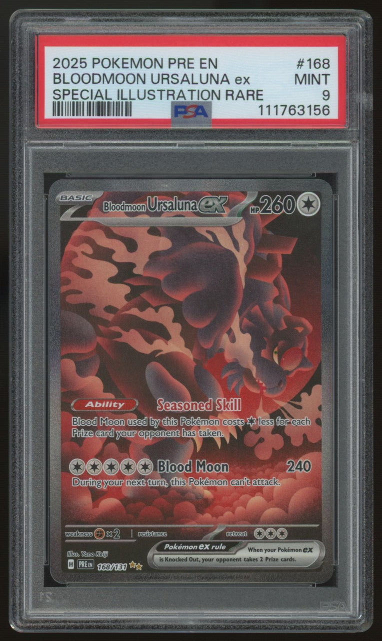 2025 Pokemon Bloodmoon Ursaluna ex PRE Special Illustration Rare #158 PSA 9