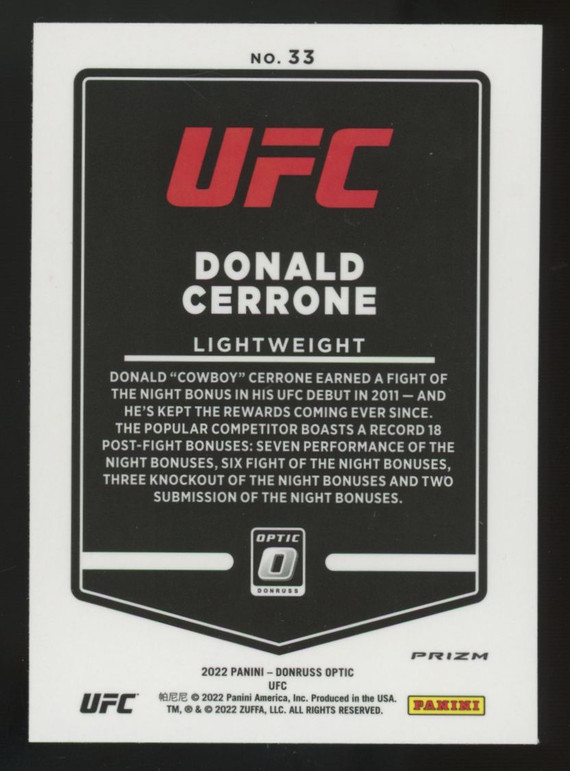 2022 Donruss Optic Donald Cerrone Photon Prizm #33