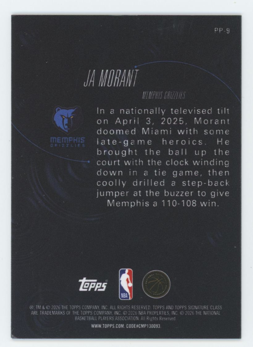 2025-26 Topps Signature Class Ja Morant Pressure Points SSP #PP-9