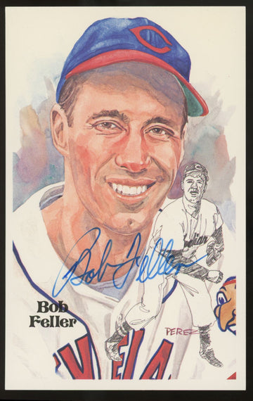 1980 Perez Steele Bob Feller Signed Auto Post Card /10000 JSA Authentic *204