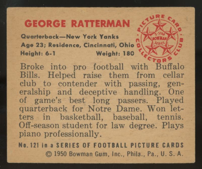 1950 Bowman George Ratterman #121 EX