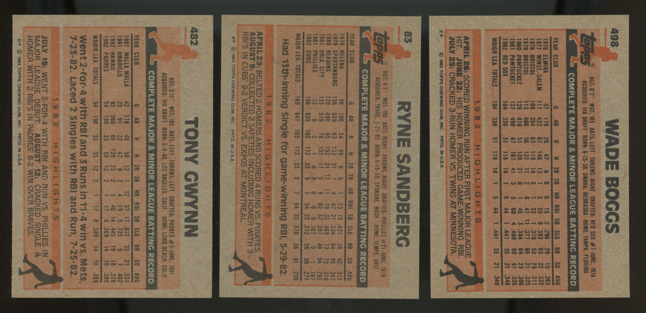 1983 Topps Baseball Complete Set (792) NM Gwynn Boggs Sandberg RC
