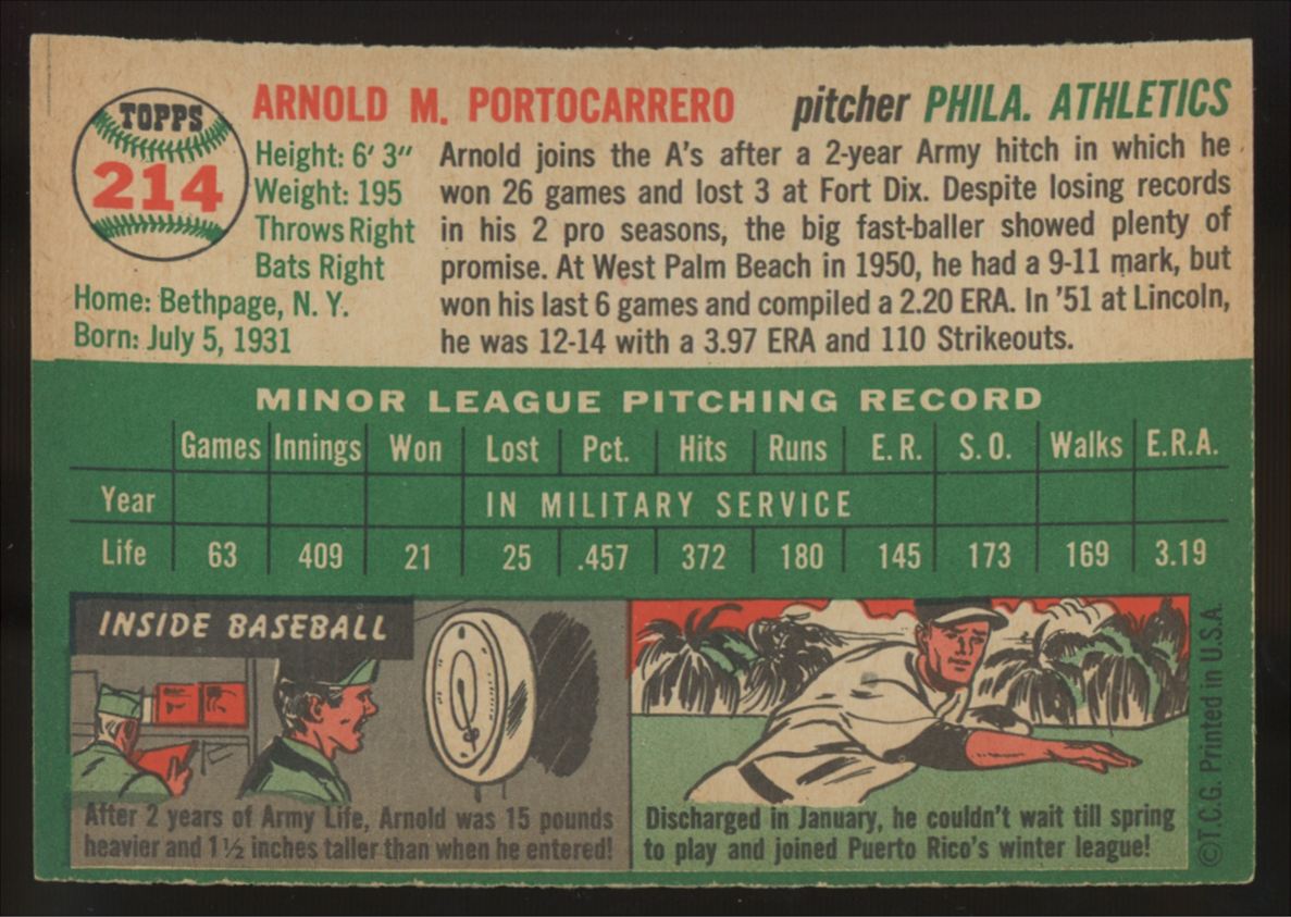 1954 Topps Arnold Portocarrero #214 EX-MT