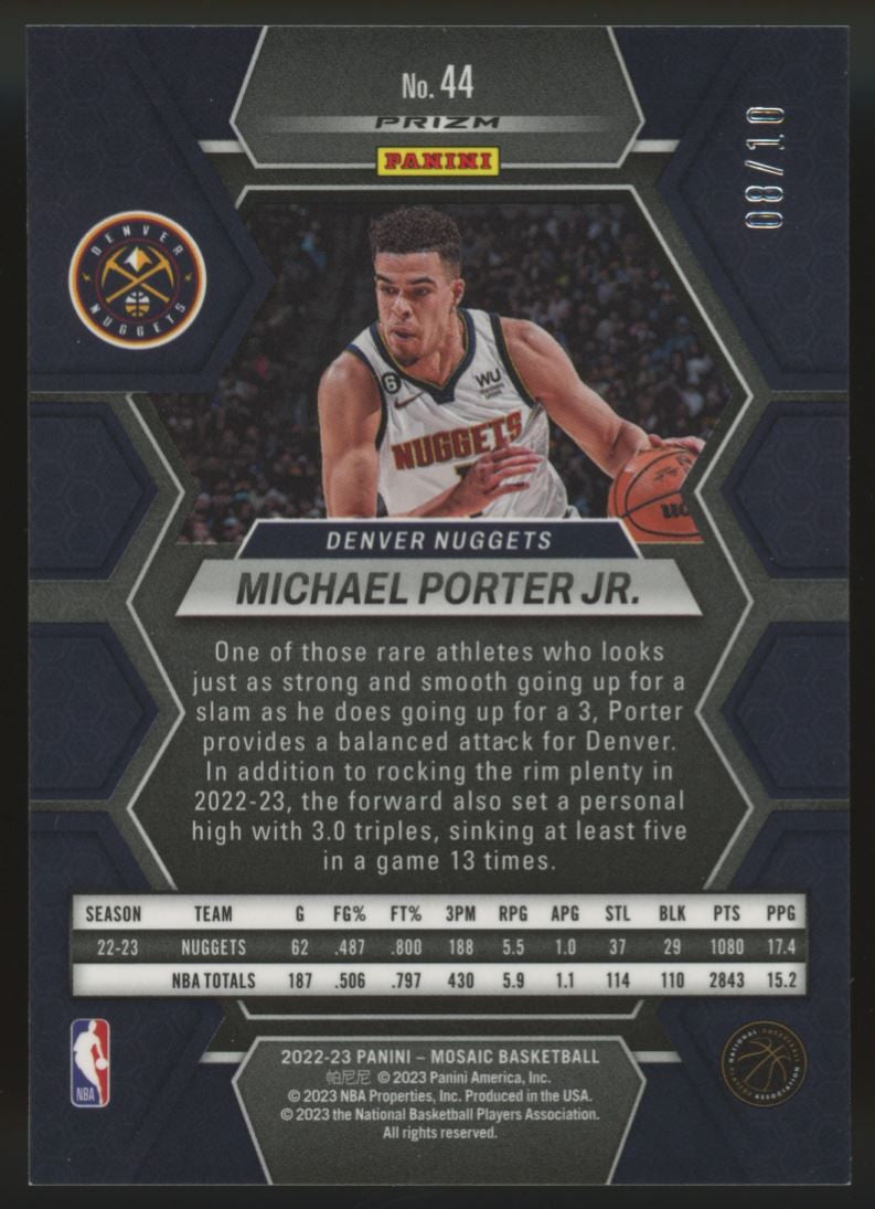 2022-23 Mosaic Michael Porter Jr. Gold Wave Prizm /10 #44