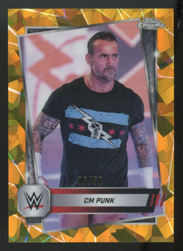 2025 Topps Chrome WWE Sapphire CM Punk Gold Refractor /50 #98