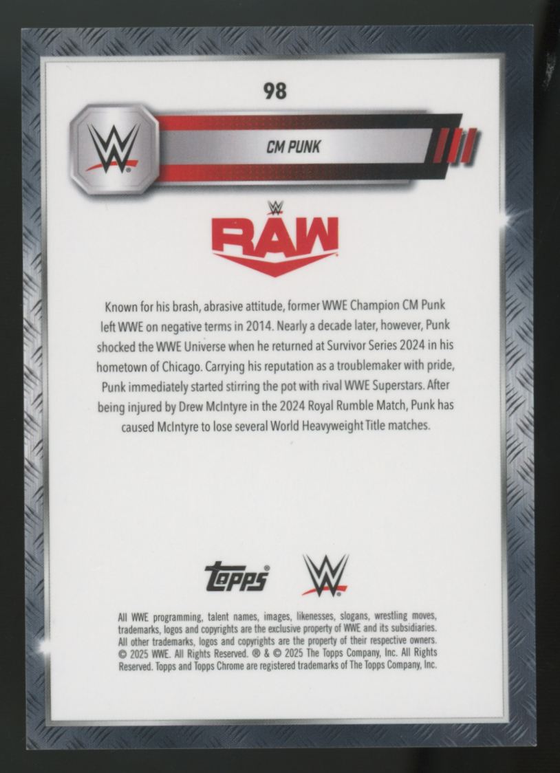 2025 Topps Chrome WWE Sapphire CM Punk Gold Refractor /50 #98