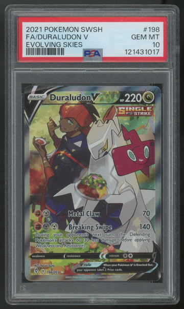 2021 Pokemon Duraludon V Evolving Skies Full Art #198 PSA 10