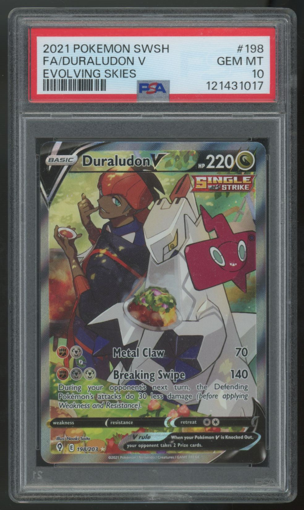 2021 Pokemon Duraludon V Evolving Skies Full Art #198 PSA 10