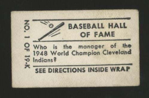 1948 Topps Magic Lou Boudreau Baseball Hall Of Fame #1 VG