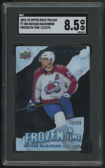2022-23 Upper Deck Trilogy Nathan MacKinnon Frozen In Time /275 FT-NM SGC 8.5