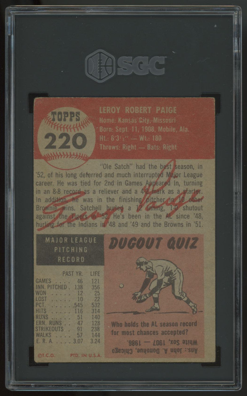 1953 Topps Satchell Satchel Paige #220 SGC 1.5