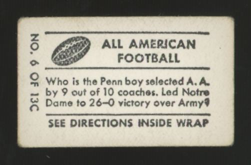 1948 Topps Magic Johnny Lujack All American Football #6 VG