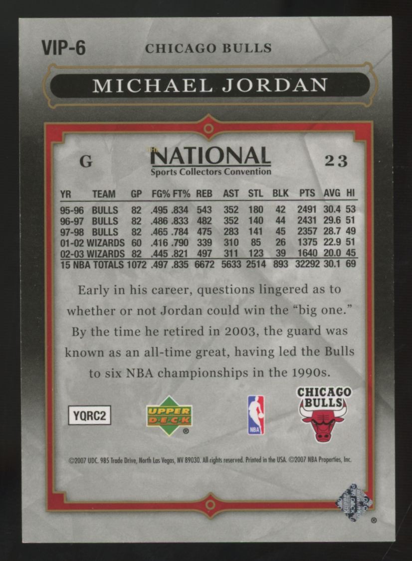 2007 Upper Deck The National Michael Jordan VIP #VIP-6 "Read"