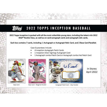 2022 Topps Inception Baseball Hobby Box - Breaks Only