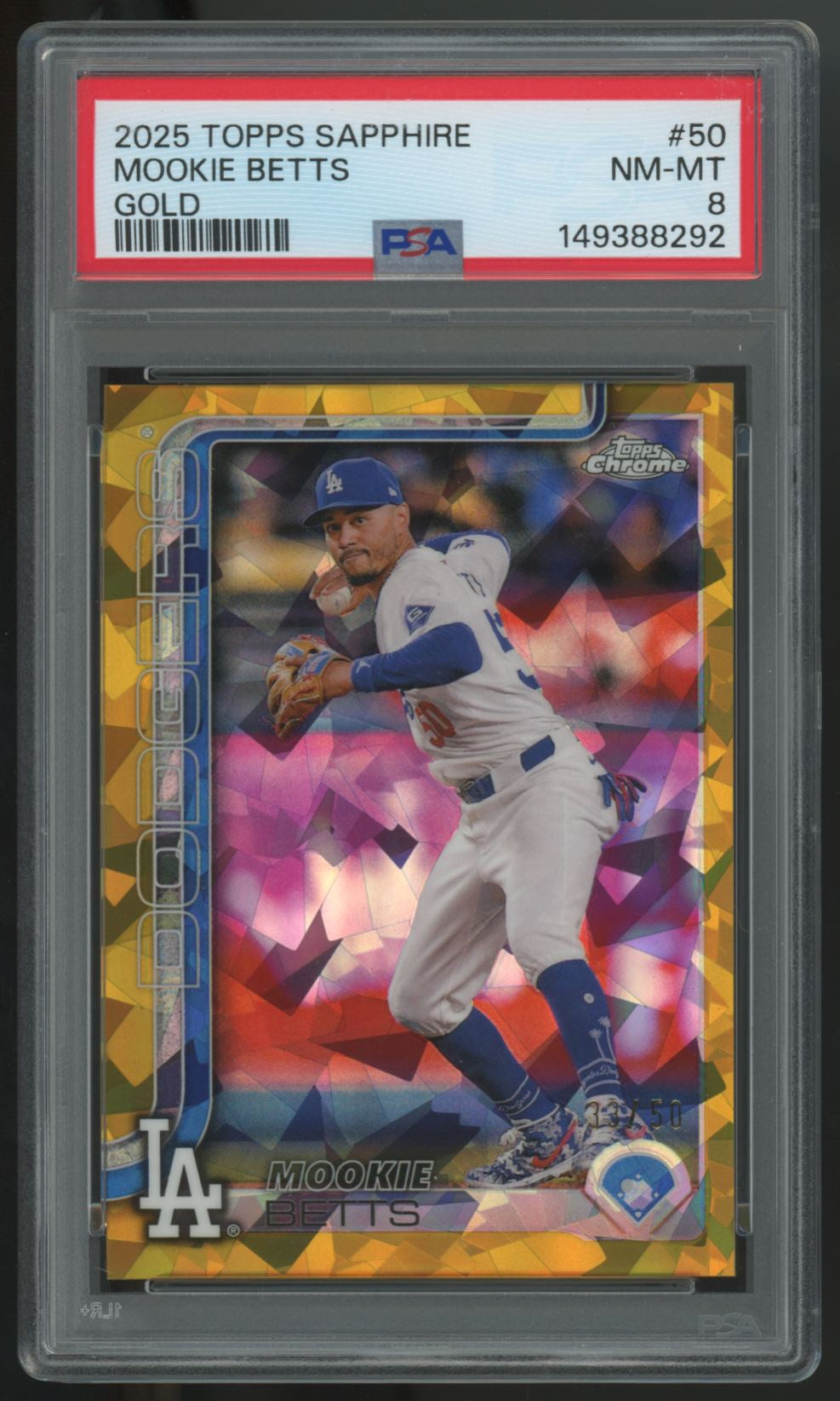 2025 Topps Chrome Sapphire Mookie Betts Gold /50 #50 PSA 8