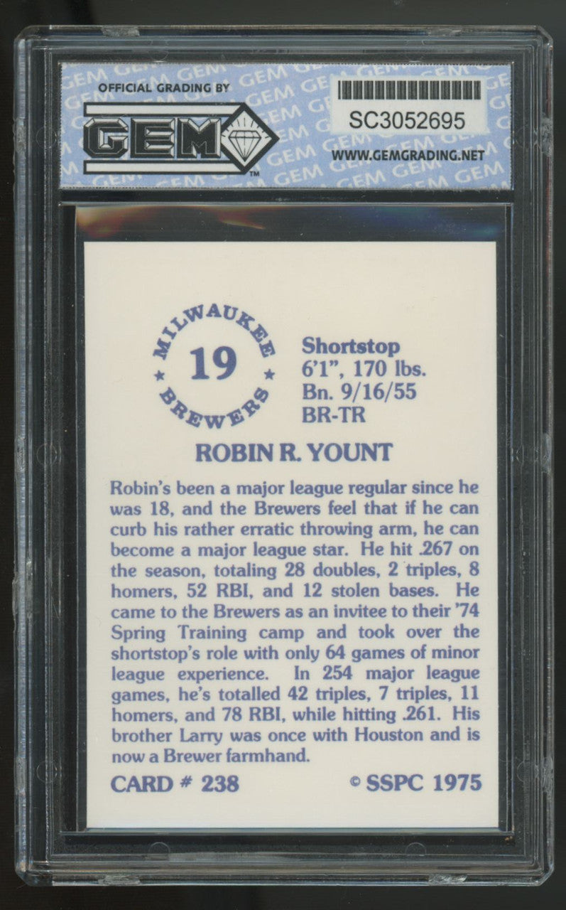 1975 SSPC Robin Yount RC #238 GGI 10