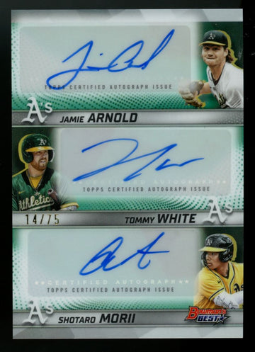 2025 Bowman's Best Arnold/White/Morii Triple Auto /75 #TA-AWM