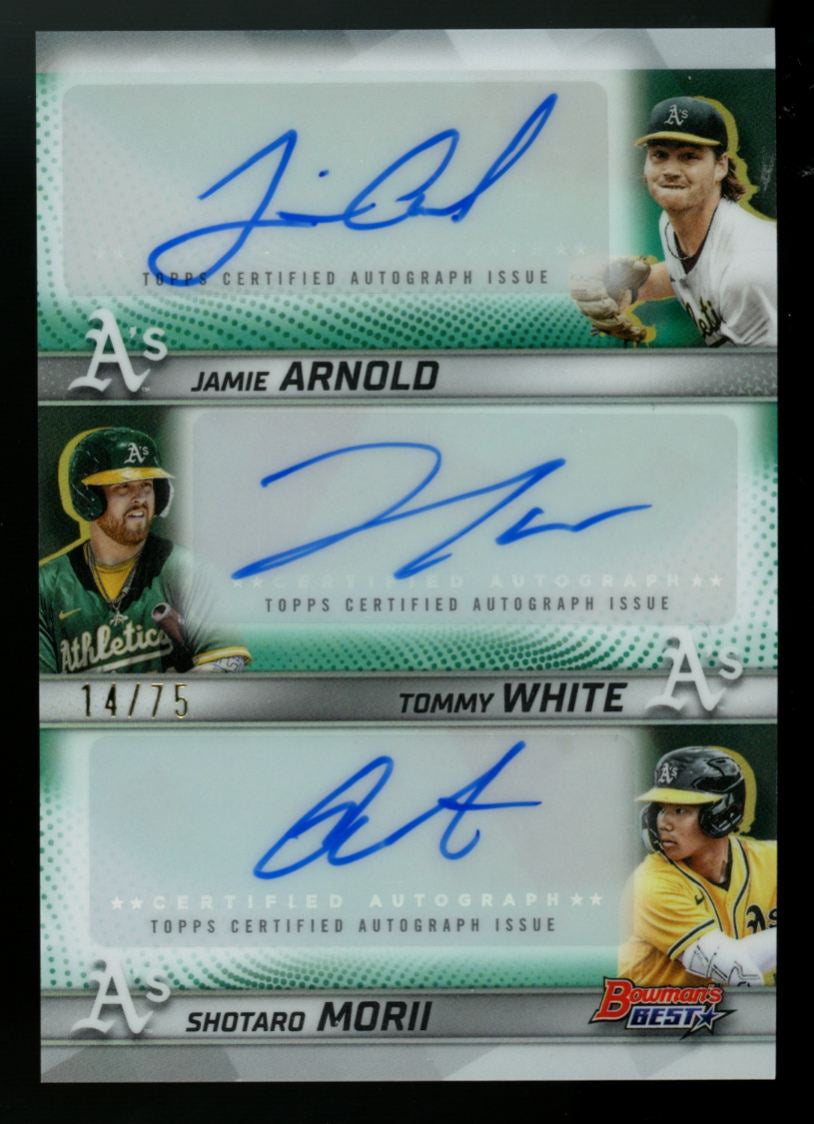 2025 Bowman's Best Arnold/White/Morii Triple Auto /75 #TA-AWM