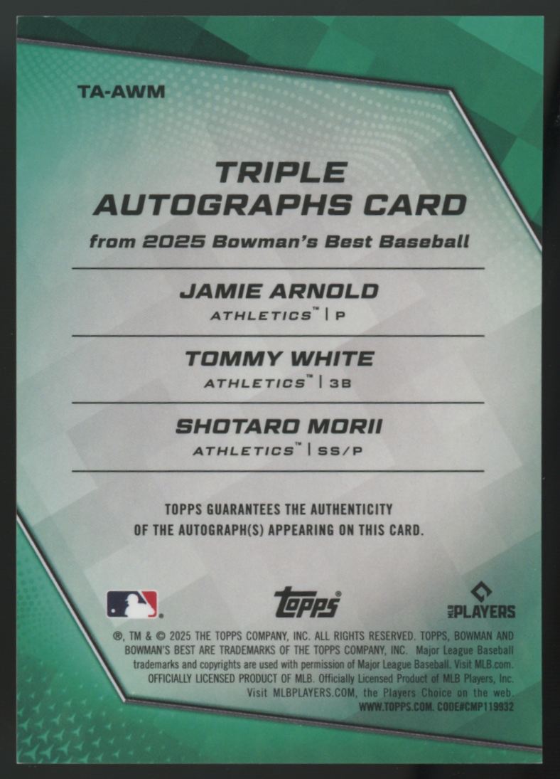 2025 Bowman's Best Arnold/White/Morii Triple Auto /75 #TA-AWM