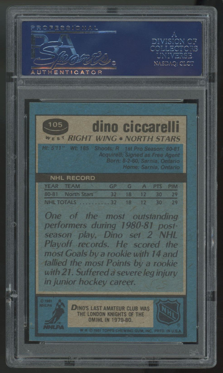 1981-82 Topps Dino Ciccarelli RC West #105 PSA 9