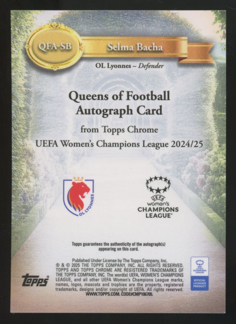 2024-25 Topps Chrome UEFA Women's Selma Bacha Queens Of Football Auto /199