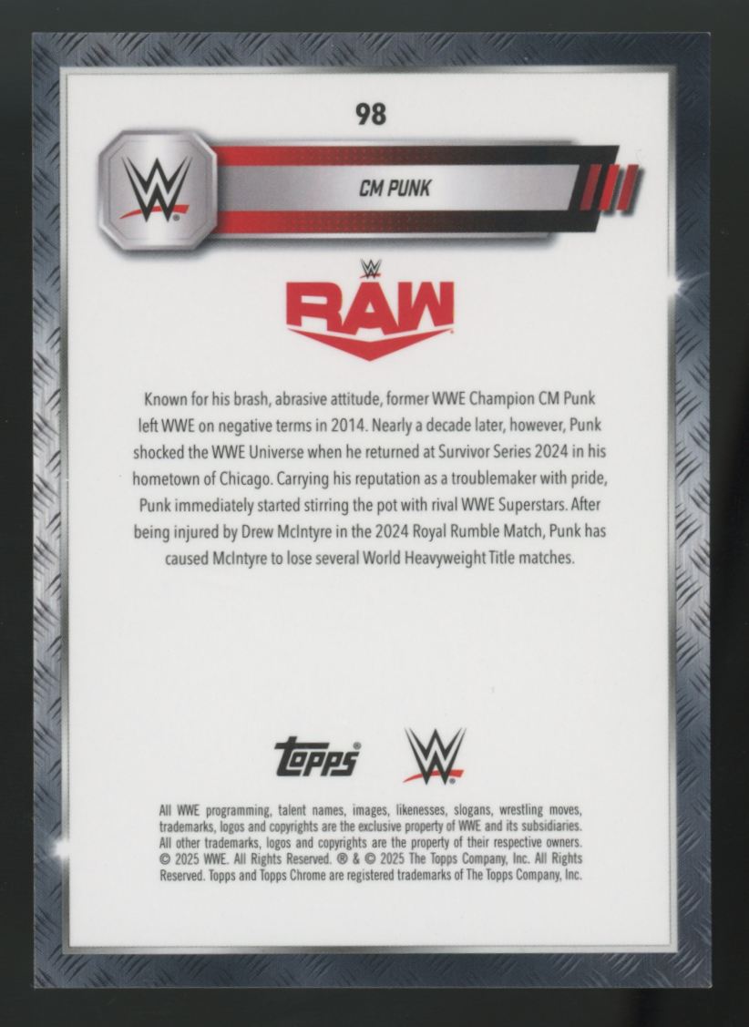 2025 Topps Chrome WWE CM Punk Red Geometric Refractor /5 #98