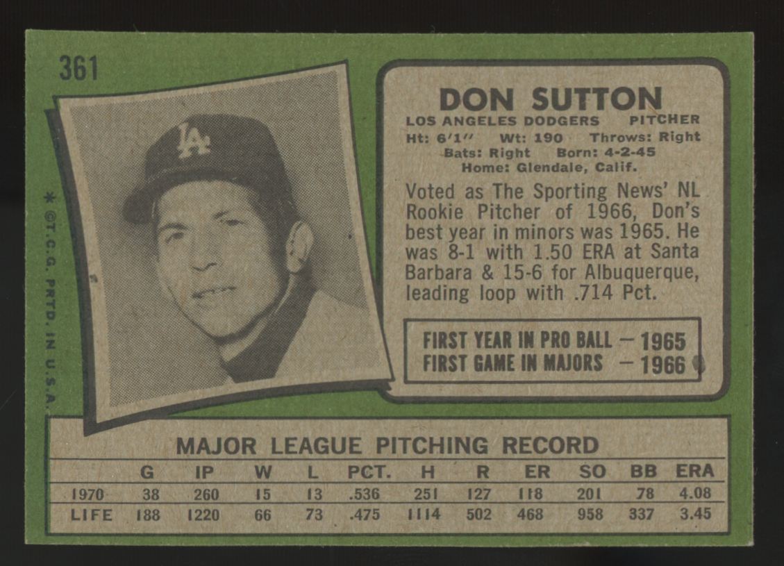 1971 Topps Don Sutton #361 EX