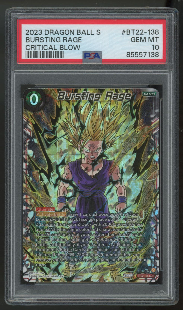 2023 Dragon Ball Bursting Rage  Critical Blow Secret #BT22-138 PSA 10
