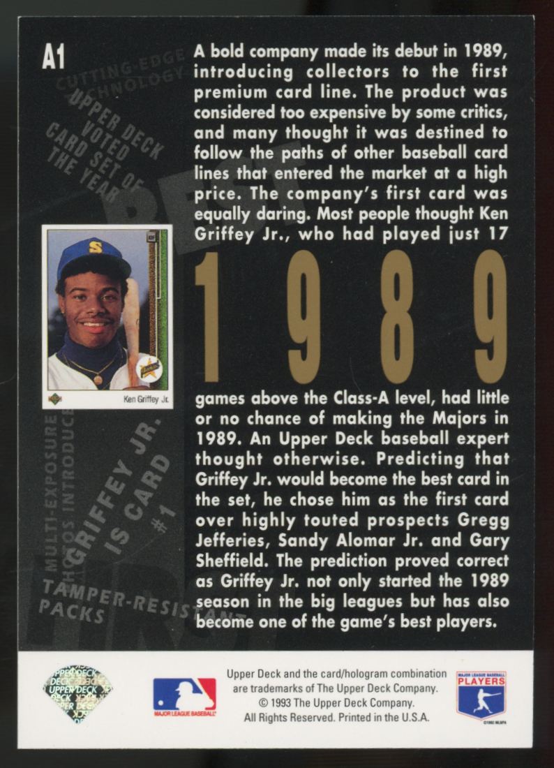 1993 Upper Deck Ken Griffey Jr. 1989 5th Anniversary #A1