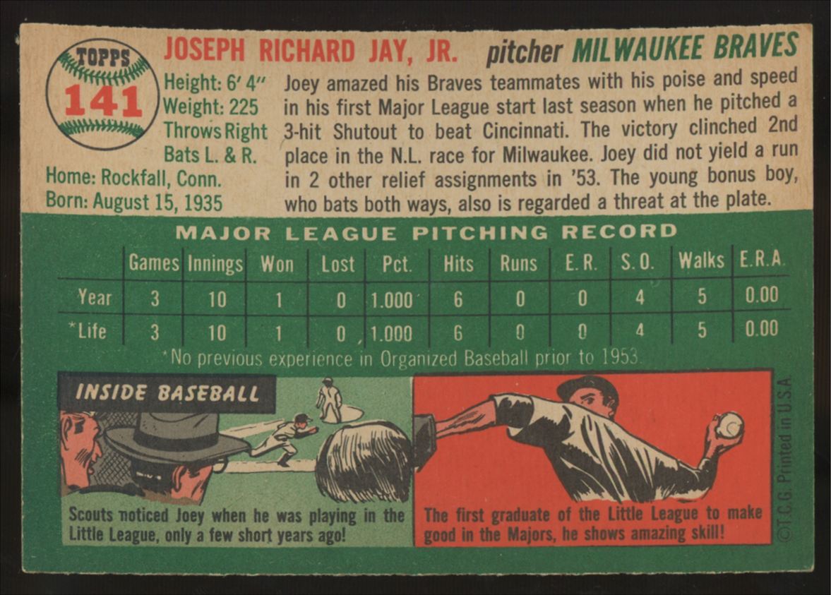 1954 Topps Joe Jay #141 EX-MT