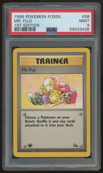 1999 Pokemon Mr. Fuji 1st Edition Fossil #58 PSA 9