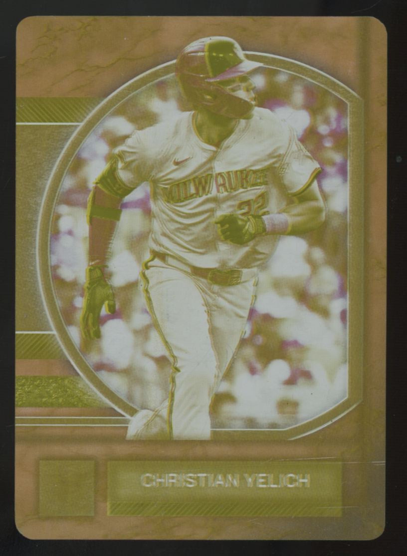 2025 Topps Museum Collection Christian Yelich Yellow Printing Plate 1/1 #68