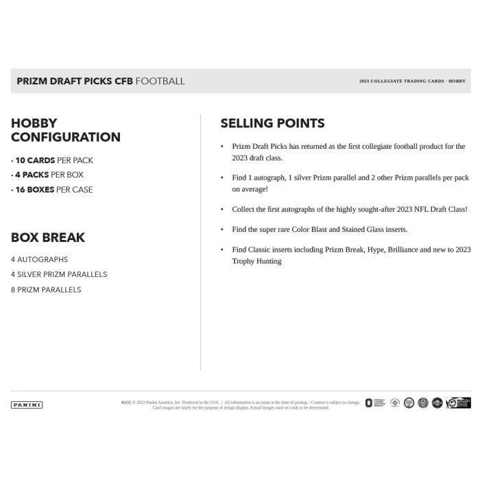 2023 Panini Prizm Draft Picks Football Hobby Box