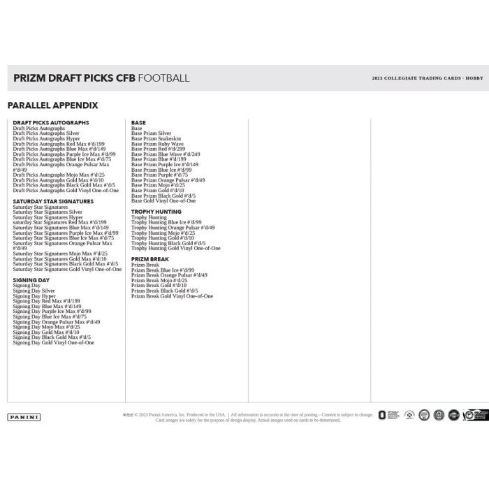 2023 Panini Prizm Draft Picks Football Hobby Box