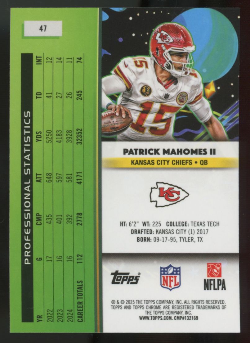 2025 Topps Chrome Cosmic Patrick Mahomes II Nucleus Refractor #47