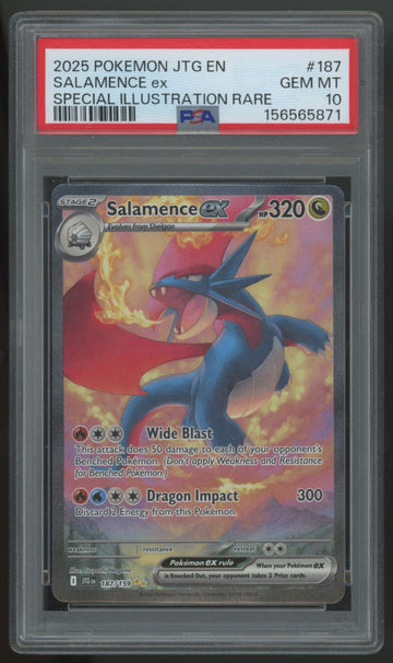 2025 Pokemon Salamence ex Journey Together SIR #187 PSA 10 (B)