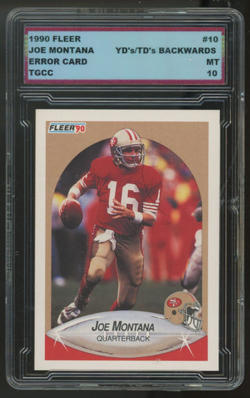 1990 Fleer Joe Montana TD's Error #10 TGCC 10 "A"