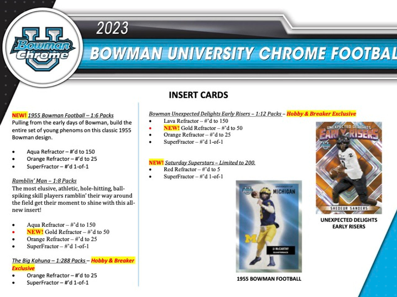 2023 Bowman University Chrome Football Hobby Box