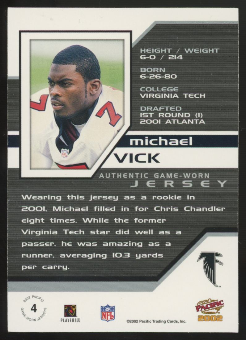 2002 Pacific Michael Vick Jersey Patch #4