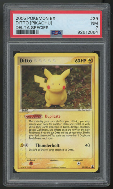 2005 Pokemon Ditto (Pikachu) Delta Species #39 PSA 7
