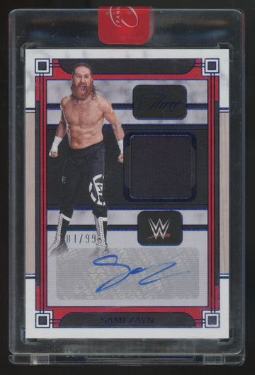 2024 Panini Three Count WWE Sami Zayn Blue Patch Auto /99 #MA-SZN