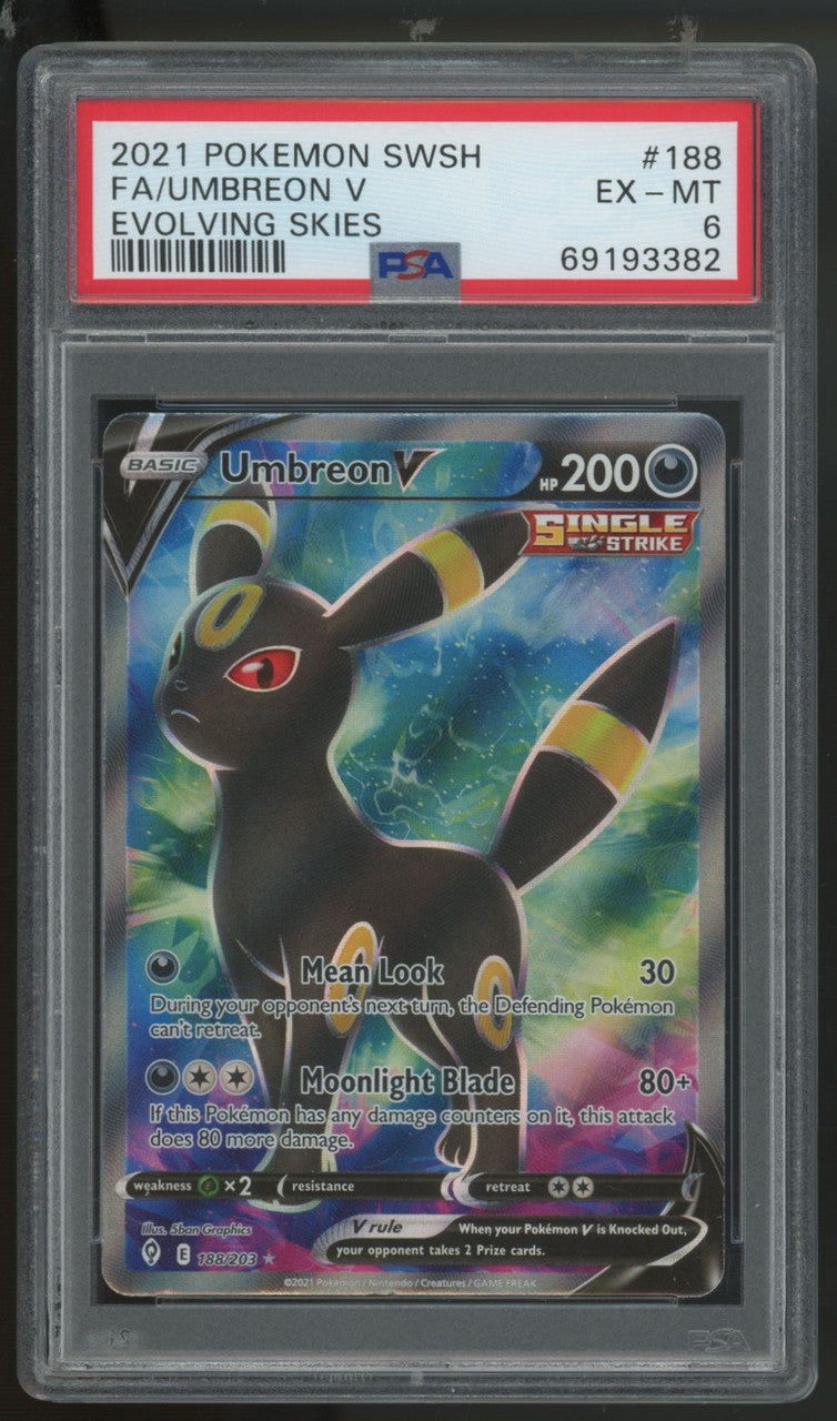 2021 Pokemon Umbreon V Evolving Skies Full Art #188 PSA 6