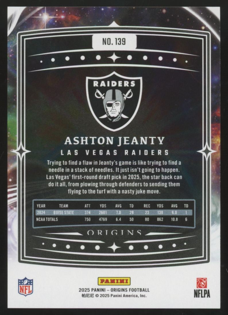 2025 Panini Origins Ashton Jeanty RC Holo Silver /149 #139
