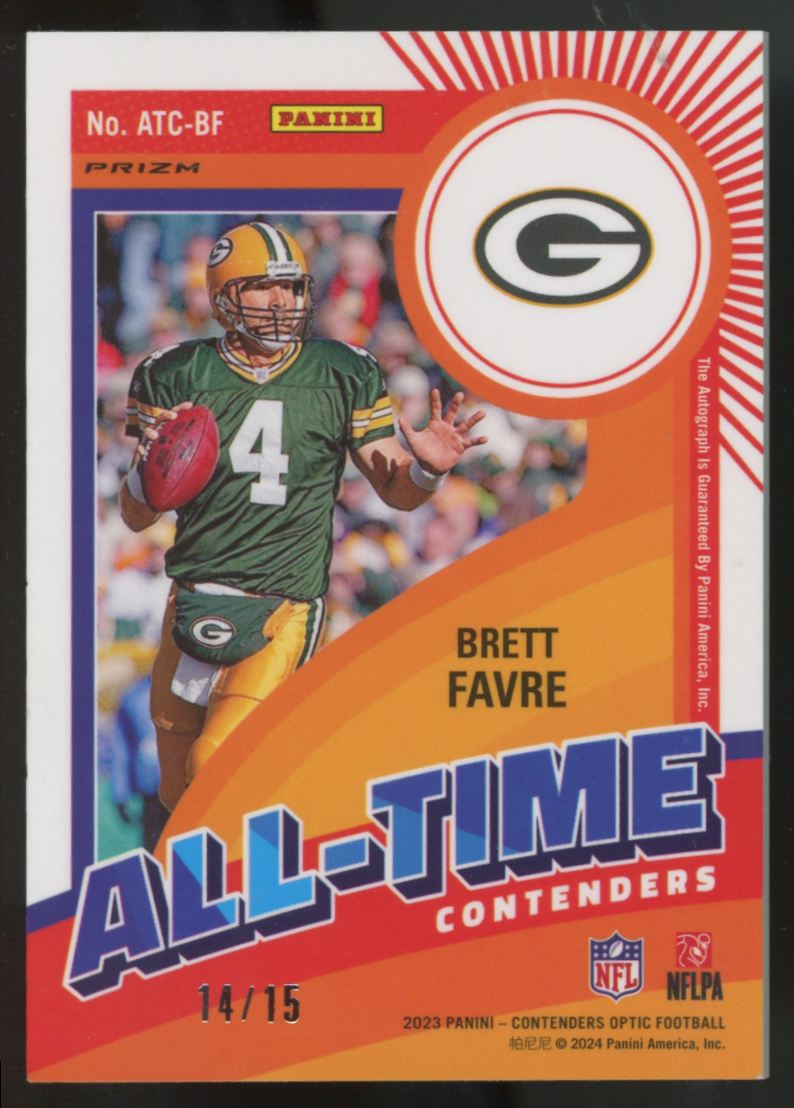 2023 Contenders Optic Brett Favre All-Time Black Scope Prizm Auto /15 #ATC-BF