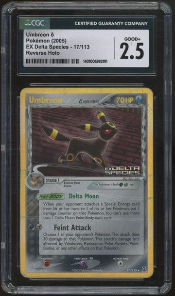 2005 Pokemon Umbreon EX Delta Species Reverse Holo #17 CGC 2.5