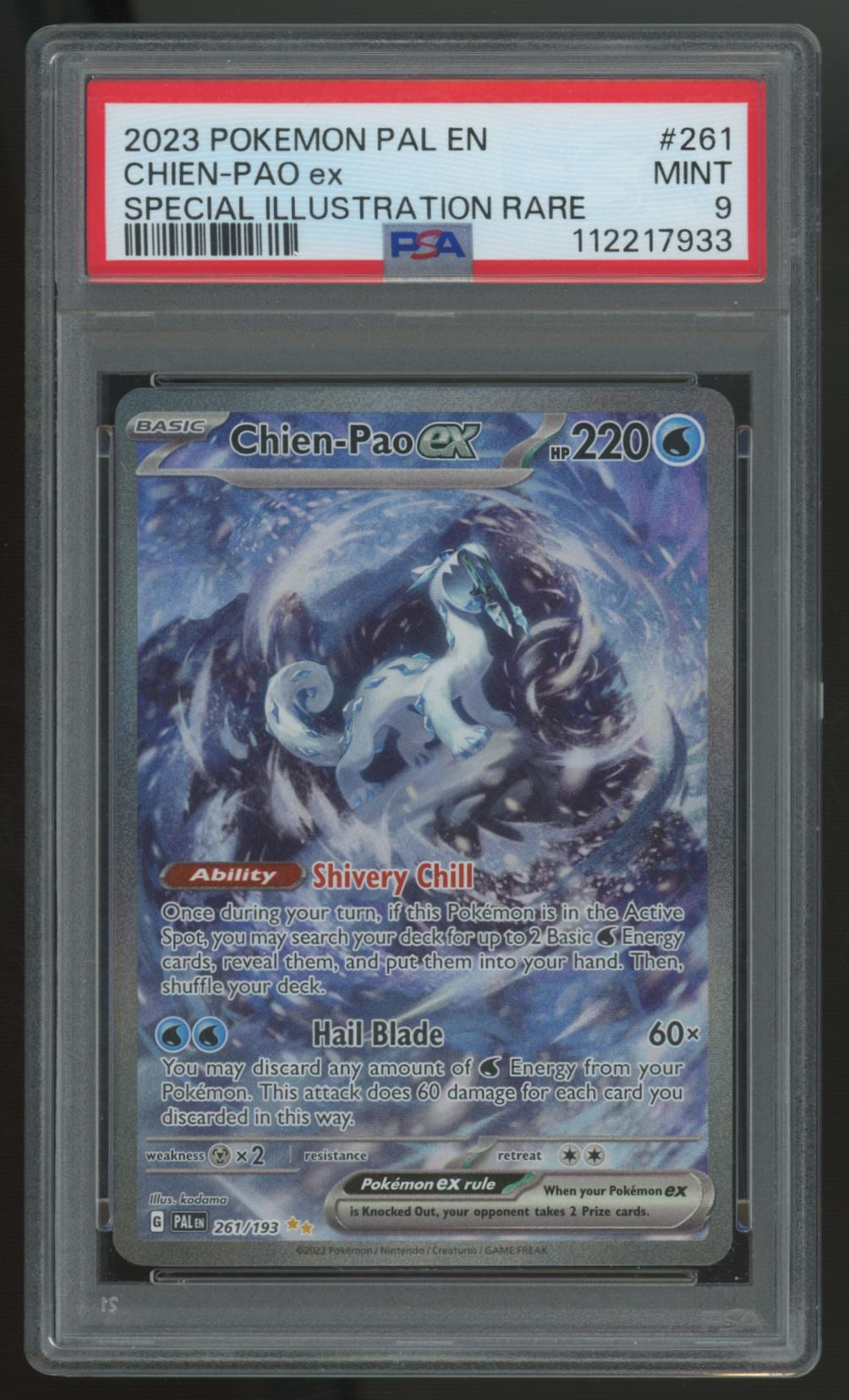 2023 Pokemon Chien-Pao ex Paldea Evolved SIR #261 PSA 9