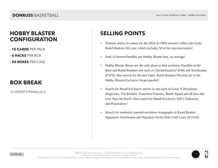 2024/25 Panini Donruss Basketball Hobby Blaster Box